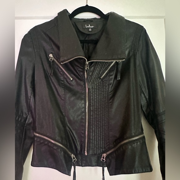 Black vegan leather jacket - Picture 3 of 9